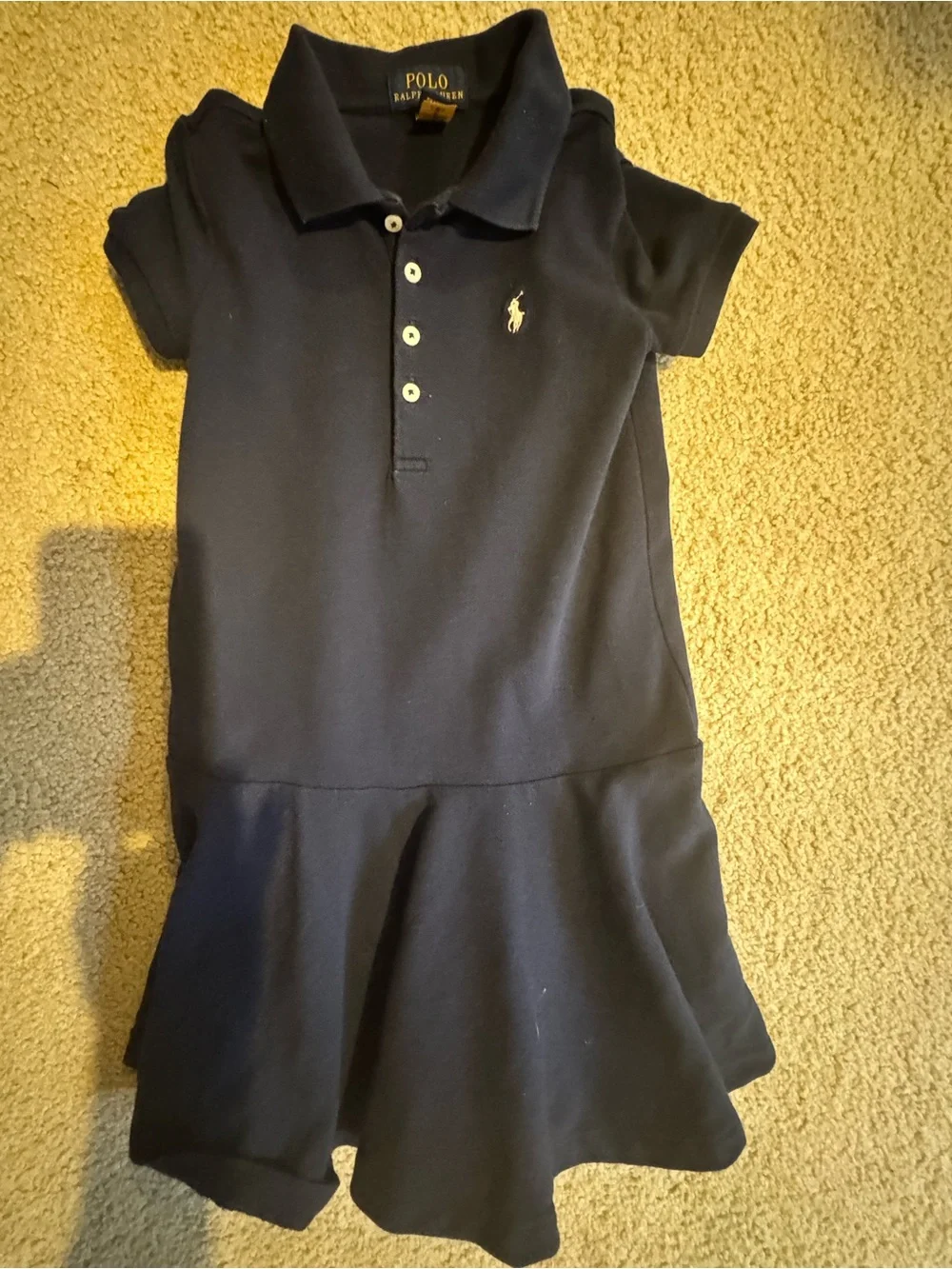Ralph Lauren Navy Girls Polo Dress with Embroidered Pony